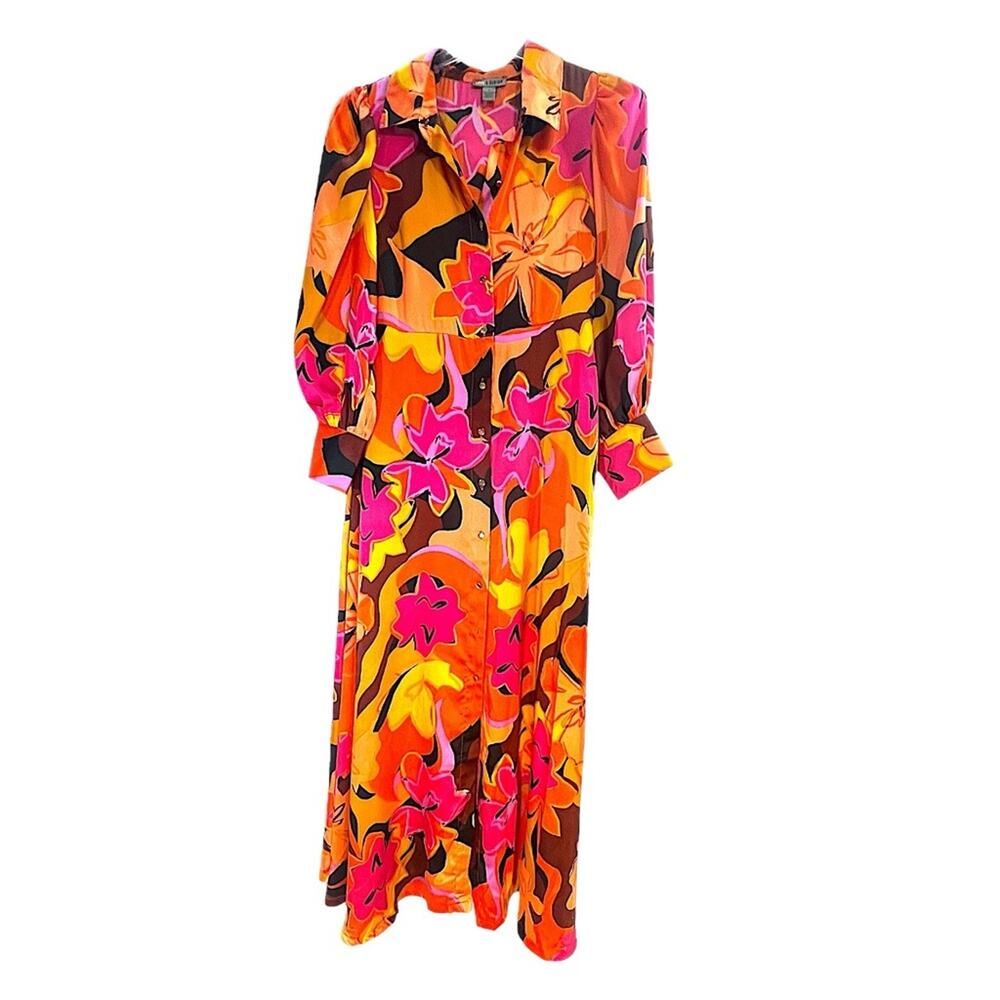 LOVE BY DESIGN Pink & Orange Floral Multicolor Maxi Dress M